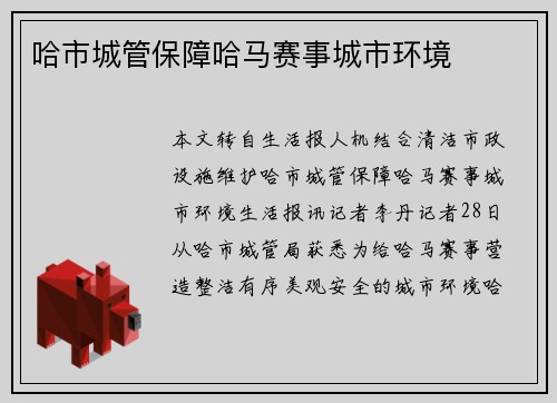 哈市城管保障哈马赛事城市环境
